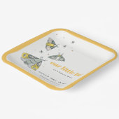Cute Elegant Yellow Grey Little Bug Baby shower Papieren Bordje (Gebogen)