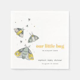 Cute Elegant Yellow Grey Little Bug Baby shower Servet