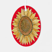 Cute Elegante Boho Kunst Boerderij Gele Zonnebloem Metalen Ornament (Voorkant links)