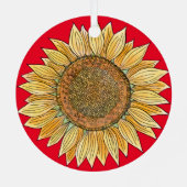 Cute Elegante Boho Kunst Boerderij Gele Zonnebloem Metalen Ornament (Achterkant)