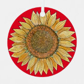 Cute Elegante Boho Kunst Boerderij Gele Zonnebloem Metalen Ornament (Voorkant)