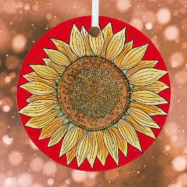 Cute Elegante Boho Kunst Boerderij Gele Zonnebloem Metalen Ornament