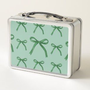 Cute elegante groene strik patroon Metalen Lunchbo