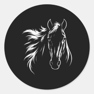 Cute & Elegante Paard Silhouet Kunst Voor Paard Ronde Sticker