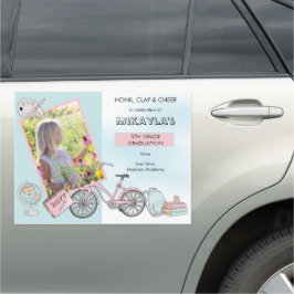 Cute Elementary Afstuderen Photo Girl Automagneet