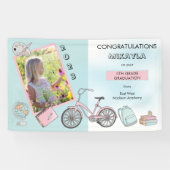 Cute Elementary Photo Girl Afstuderen Spandoek (Horizontaal)