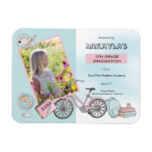 Cute Elementary Photo Pink Blue Afstuderen Magnet Magneet (Horizontaal)