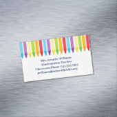 Cute Elementary School Teacher Crayons Magnetisch Visitekaartje (Voorbeeld)