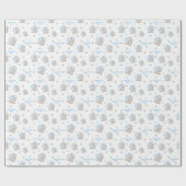 Cute Elephant | 1e verjaardag Boy Blue op maat Cadeaupapier (Vlak)