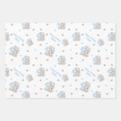 Cute Elephant | 1e verjaardag Boy Blue op maat Inpakpapier Vel (Voorkant)