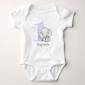 Cute Elephant 1st Birthday Baby Bodysuit (Voorkant)
