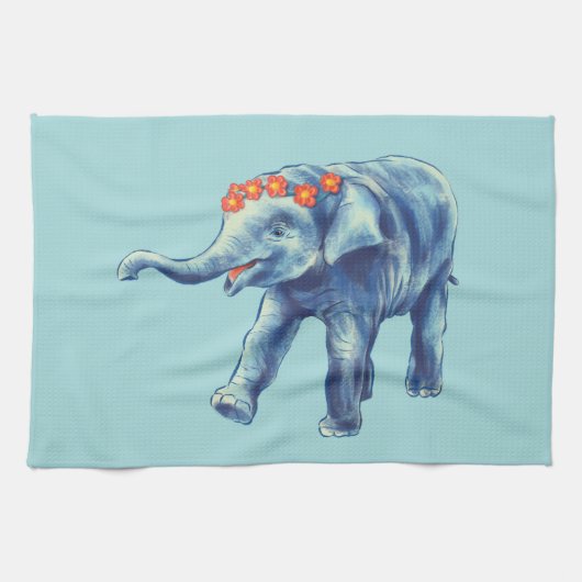 Cute Elephant African Savana Animal Theedoek (Horizontaal)