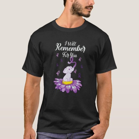 Cute Elephant Alzheimer's Awareness  T-shirt (Voorkant)