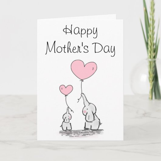 Cute Elephant and Baby Moederdag Card Kaart (Voorkant)
