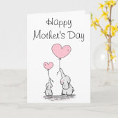 Cute Elephant and Baby Moederdag Card Kaart (Gele Bloem)