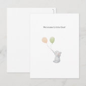 Cute Elephant And Balloons Welcome New Baby Card. Briefkaart (Voorkant / Achterkant)