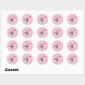 Cute Elephant and Hearts Pink Envelope Seals Ronde Sticker (Vel)