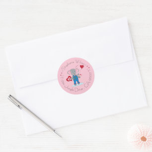 Cute Elephant and Hearts Pink Envelope Seals Ronde Sticker