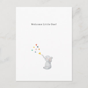 Cute Elephant And Hearts Welcome New Baby Card Briefkaart
