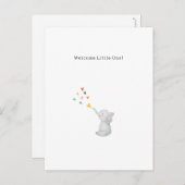 Cute Elephant And Hearts Welcome New Baby Card Briefkaart (Voorkant / Achterkant)