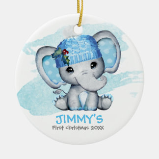 Cute Elephant Baby Baby Baby Baby's voor de eerste Keramisch Ornament