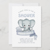 Cute Elephant Baby Boy Blue White Simple Simple Kaart (Voorkant)