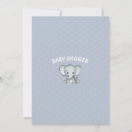 Cute Elephant Baby Boy Blue White Simple Simple Kaart (Achterkant)