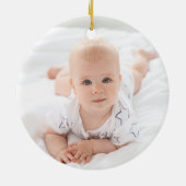Cute Elephant Baby Boy eerste kerstfoto Keramisch Ornament (Achterkant)