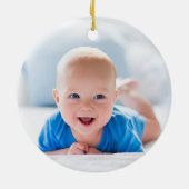 Cute Elephant Baby Boy First Kerstfoto Blauw Keramisch Ornament (Achterkant)