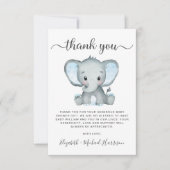 Cute Elephant Baby Boy Shower Bedankkaart (Voorkant)