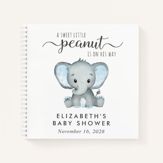 Cute Elephant Baby Boy Shower Guest Book Notitieboek (Voorkant)