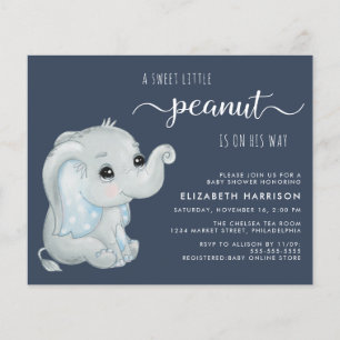 Cute Elephant Baby Boy Shower Invitation