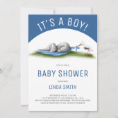 Cute Elephant Baby Boy Shower Kaart (Voorkant)