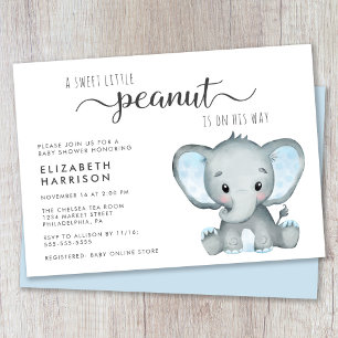 Cute Elephant Baby Boy Shower Kaart