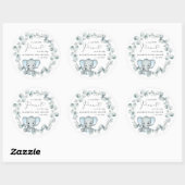 Cute Elephant Baby Boy Shower Ronde Sticker (Vel)