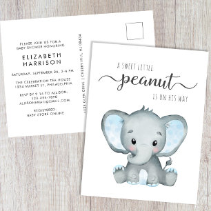 Cute Elephant Baby Boy Shower Uitnodiging Briefkaart