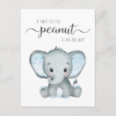 Cute Elephant Baby Boy Shower Uitnodiging Briefkaart (Voorkant)