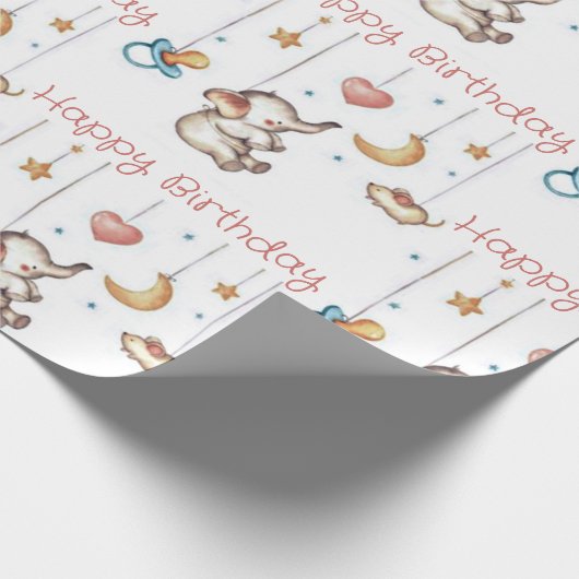 Cute Elephant baby Cadeaupapier (Hoek)