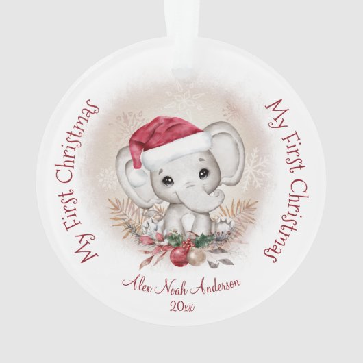 Cute Elephant Baby First KerstBoy Acryllic Ornament (achterkant)