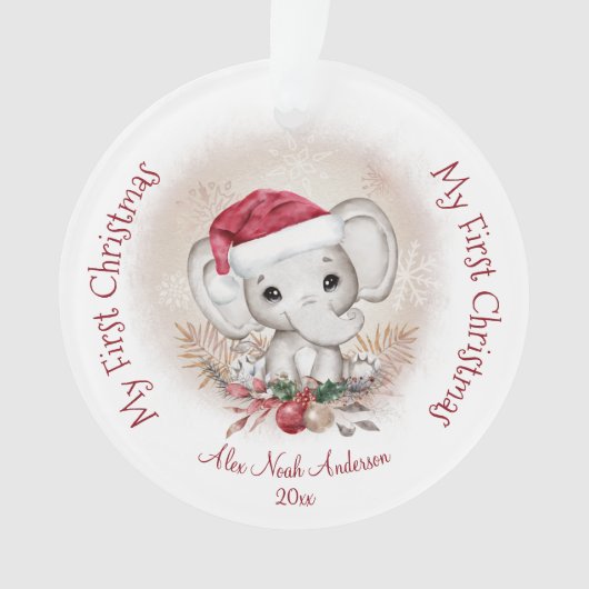 Cute Elephant Baby First KerstBoy Acryllic Ornament (voorkant)