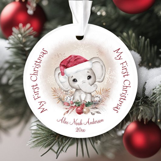 Cute Elephant Baby First KerstBoy Acryllic Ornament