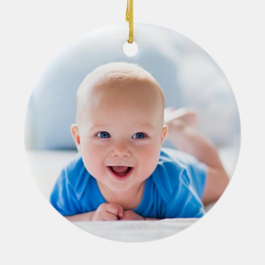 Cute Elephant Baby First KerstBoy Foto Keramisch Ornament (Achterkant)