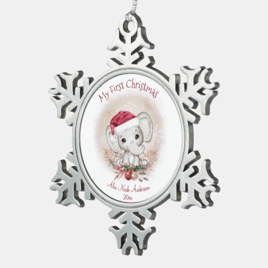 Cute Elephant Baby First KerstBoy Ornament (Rechts)