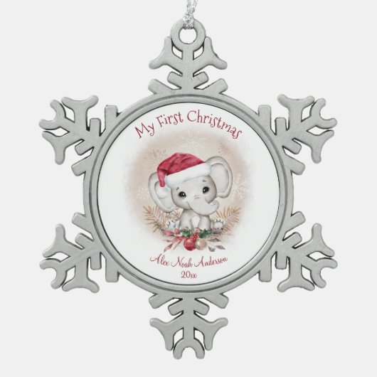 Cute Elephant Baby First KerstBoy Ornament (Voorkant)