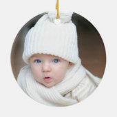 Cute Elephant Baby First Kerstfoto Naam Keramisch Ornament (Achterkant)