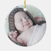 Cute Elephant Baby First KerstGirl Foto Keramisch Ornament (Achterkant)