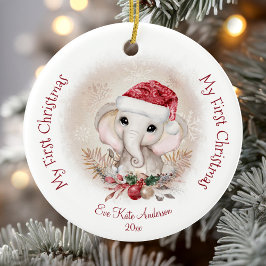 Cute Elephant Baby First KerstGirl Keramisch Ornament