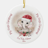 Cute Elephant Baby First KerstGirl Keramisch Ornament (Voorkant)