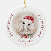 Cute Elephant Baby First KerstGirl Keramisch Ornament (Achterkant)