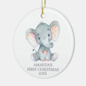 Cute Elephant Baby First Kerstgrijs Keramisch Ornament (Links)